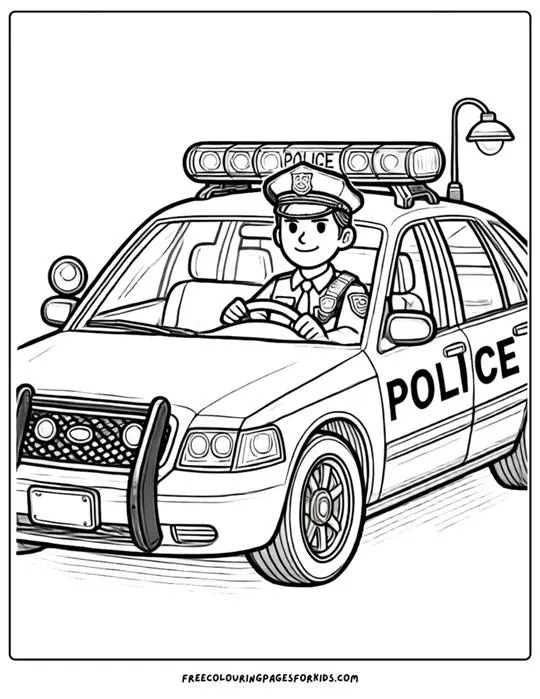 Police car coloring worksheet01 (3)