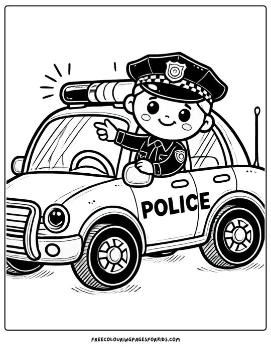 Police car coloring worksheet01 (4)