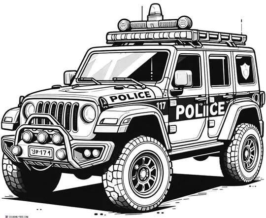 Police car coloring worksheet01 (8)